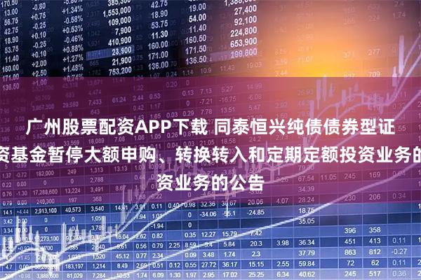 广州股票配资APP下载 同泰恒兴纯债债券型证券投资基金暂停大额申购、转换转入和定期定额投资业务的公告